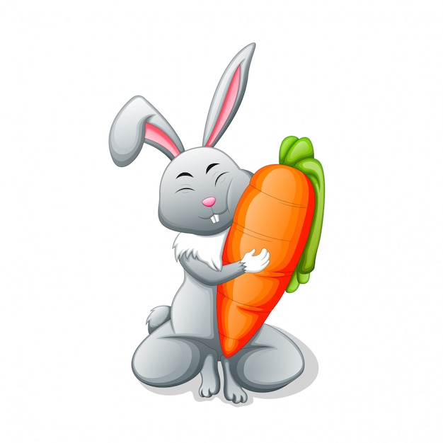 Premium Vector Cute Rabbit Hugging Carrots