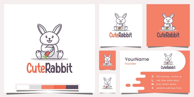 Download Free Cute Rabbit Logo Business Card Premium Vector Use our free logo maker to create a logo and build your brand. Put your logo on business cards, promotional products, or your website for brand visibility.