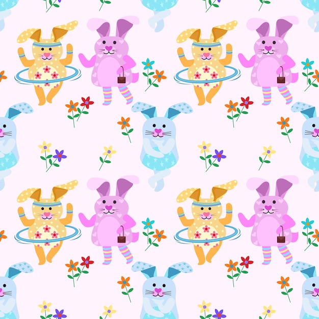 Premium Vector Cute Rabbit Seamless Pattern