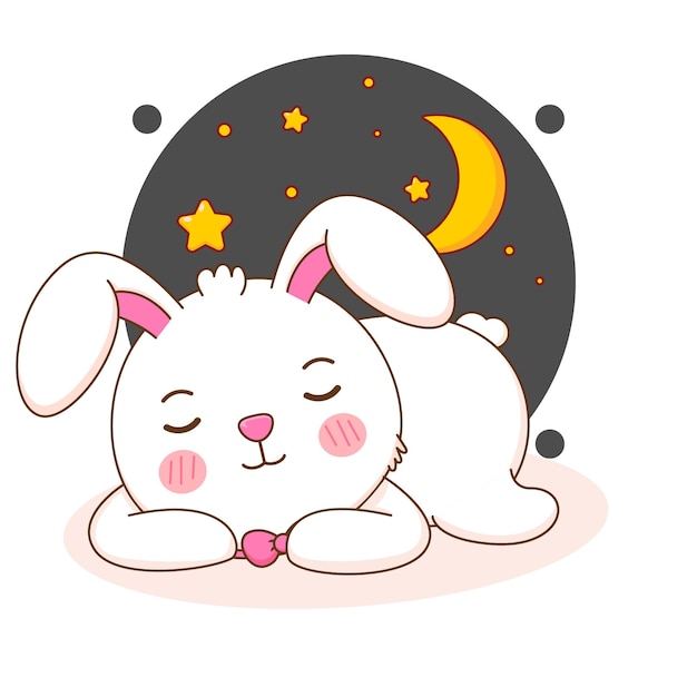 Premium Vector Cute rabbit sleeping cartoon illustration