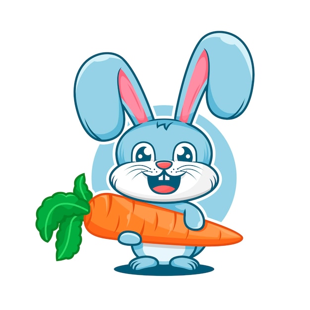 Premium Vector | Cute rabbit smiles with carrot cartoon mascot logo ...