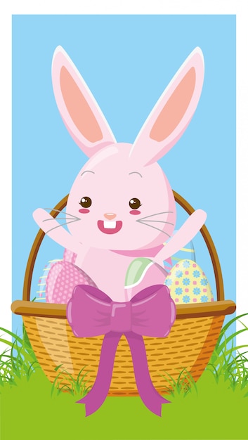 Download Cute rabbit with easter egg Vector | Free Download