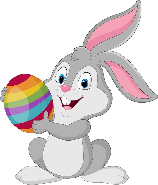 Premium Vector | Cute rabbit with easter egg