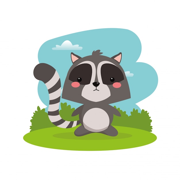 Download Cute raccoon cartoon icon | Premium Vector