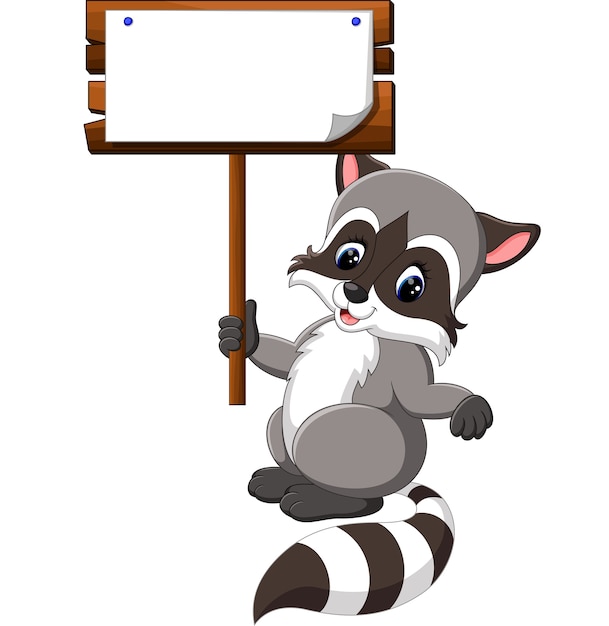 Download Cute raccoon cartoon Vector | Premium Download