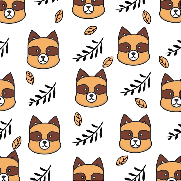 Download Cute raccoon seamless pattern Vector | Premium Download