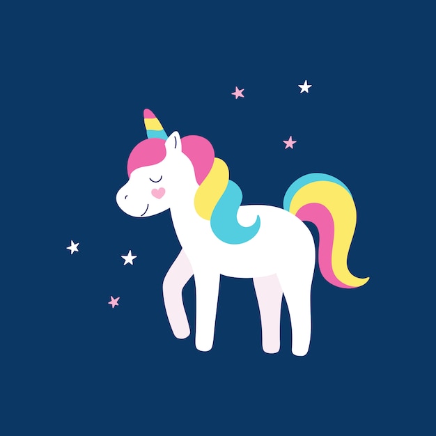 Premium Vector Cute Rainbow Unicorn Illustration