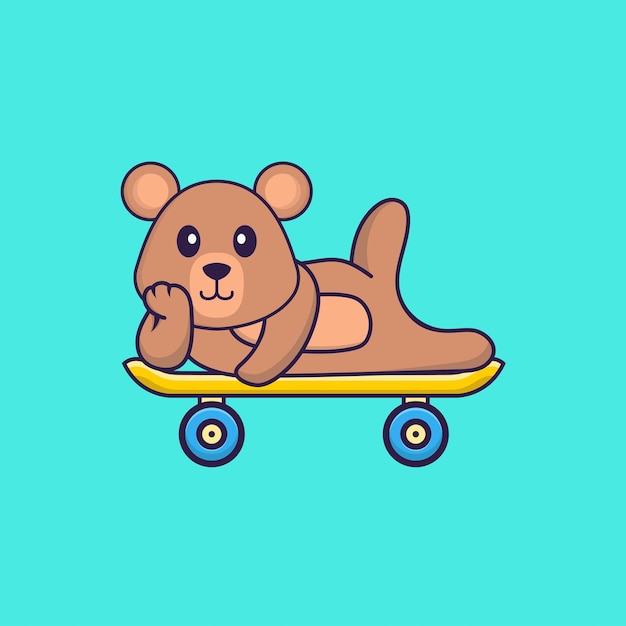 Premium Vector | Cute rat lying on a skateboard animal cartoon concept ...