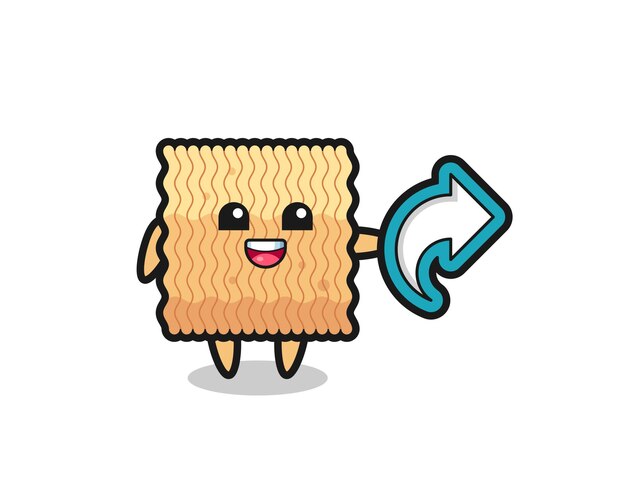 Premium Vector | Cute raw instant noodle hold social media share symbol ...