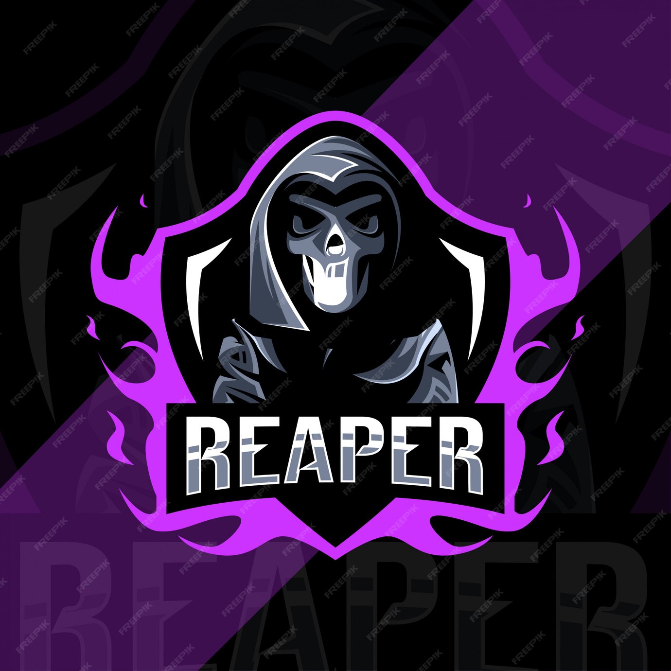 Premium Vector | Cute reaper mascot logo esport design