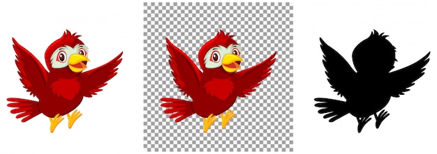かわいい赤い鳥の漫画のキャラクター プレミアムベクター