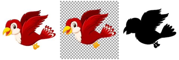 かわいい赤い鳥の漫画のキャラクター プレミアムベクター