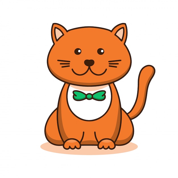 かわいい赤猫 漫画の線形アート 動物のスケッチ ベクトルイラスト プレミアムベクター