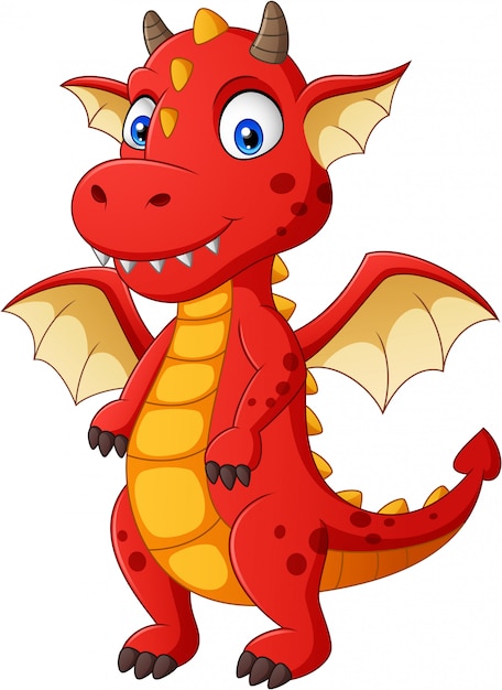 Premium Vector | Cute red dragon cartoon. illustration