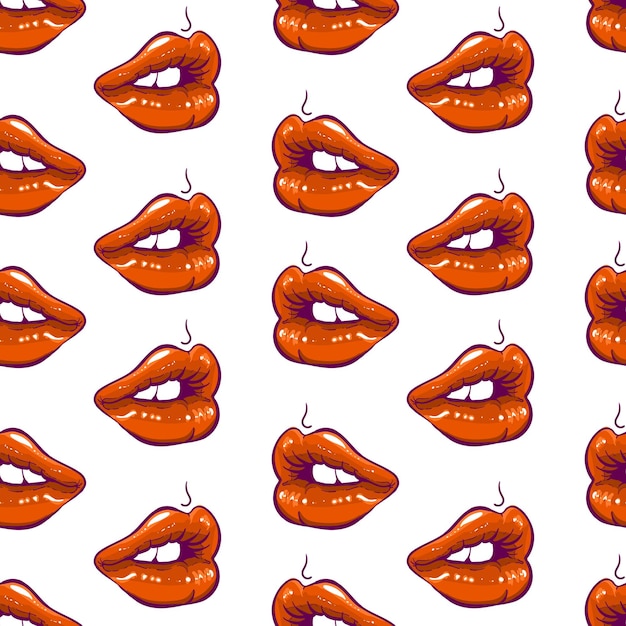 Premium Vector Cute Red Lips Seamless Pattern