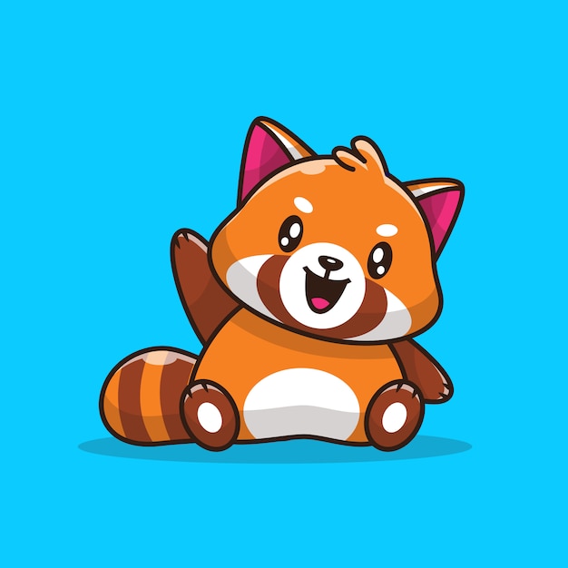  Cute  red  panda  icon illustration flat cartoon  style 