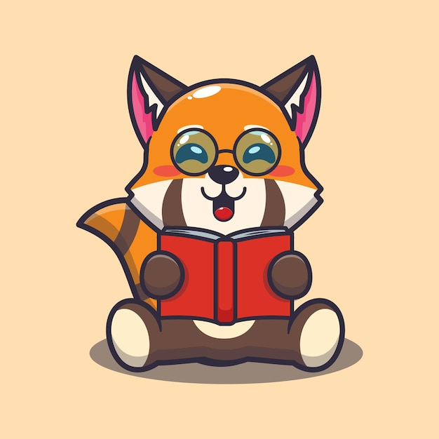 Premium Vector | Cute red panda reading a book cute cartoon animal