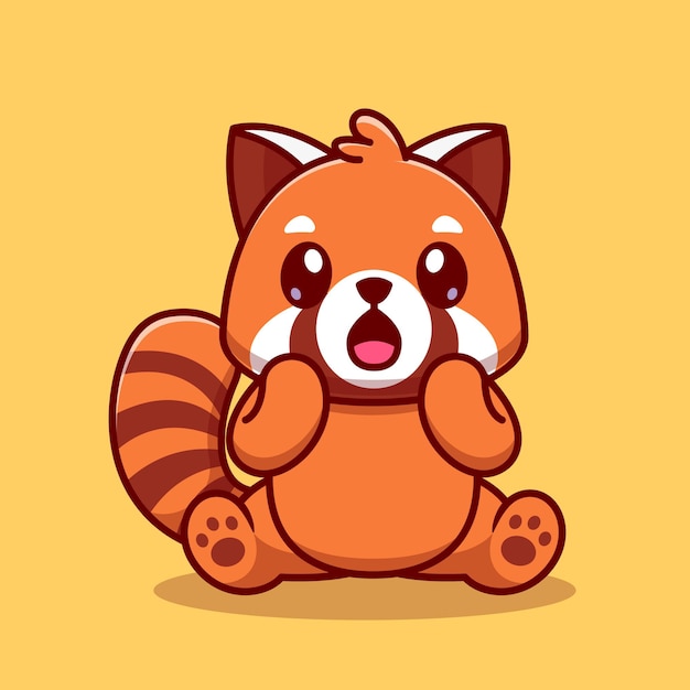 Free Vector | Cute red panda surprised cartoon vector icon illustration ...