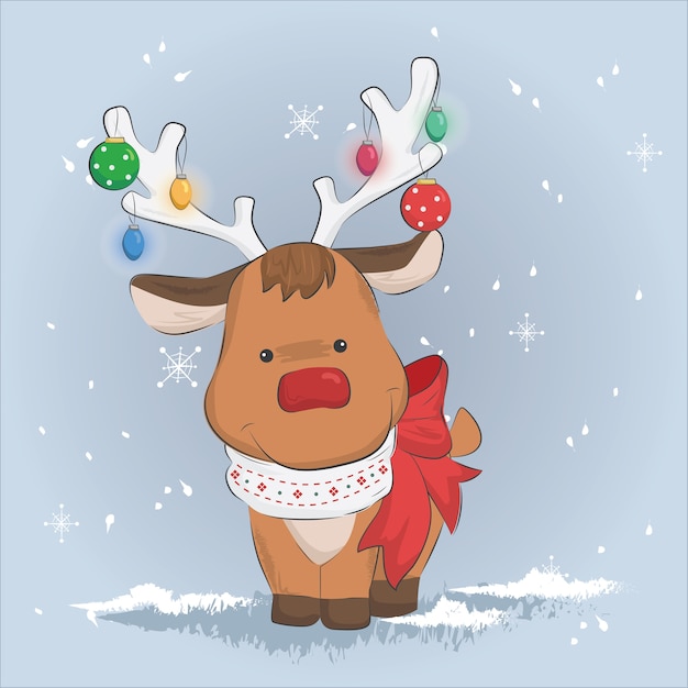 Premium Vector | Cute reindeer in the christmas