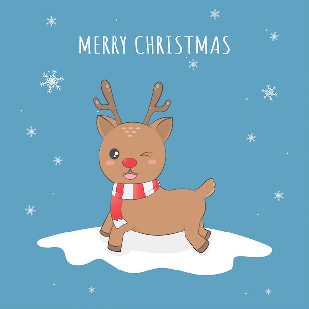 Cute reindeer merry christmas | Premium Vector