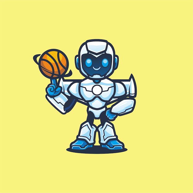 Milyj Robot Igrayushij V Basketbol Multyashnyj Talisman Premium Vektory