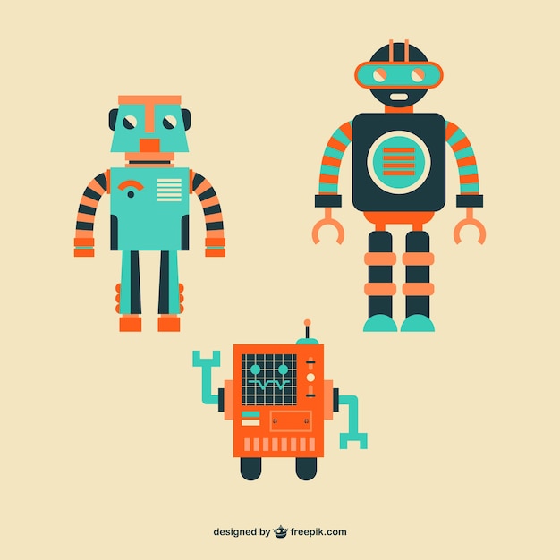Download Cute robots set Vector | Free Download
