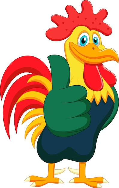 Premium Vector | Cute rooster cartoon thumb up