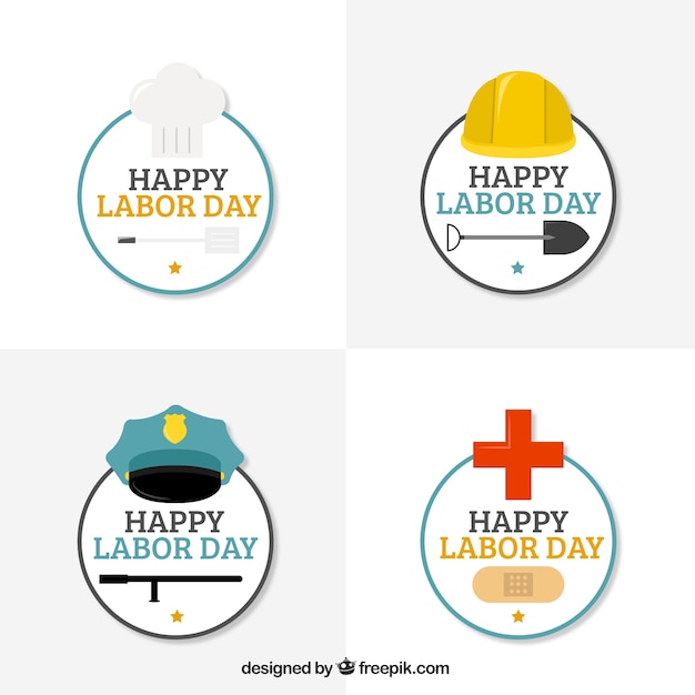 Cute rounded labels of professions