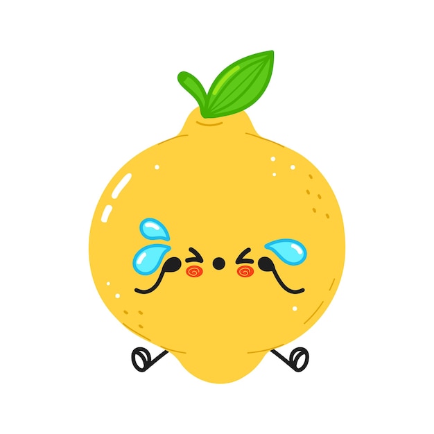 Premium Vector | Cute sad and crying lemon character