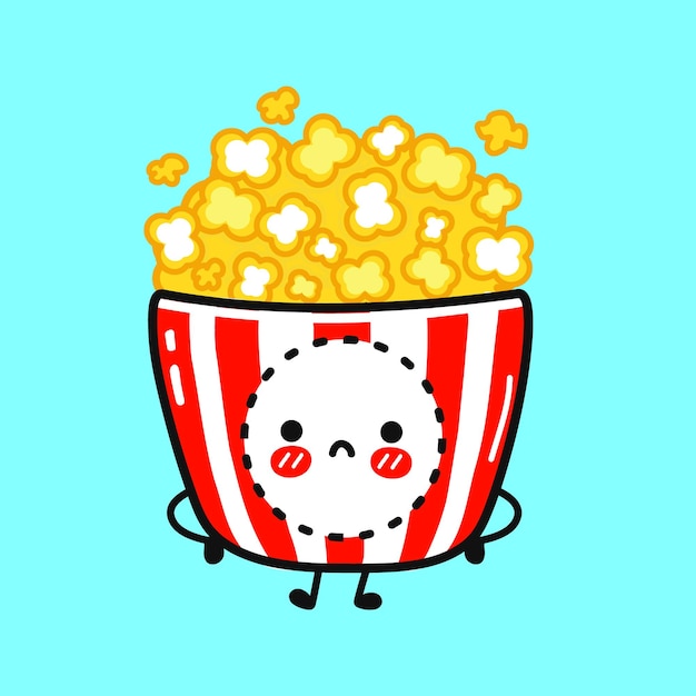 Premium Vector | Cute sad popcorn character