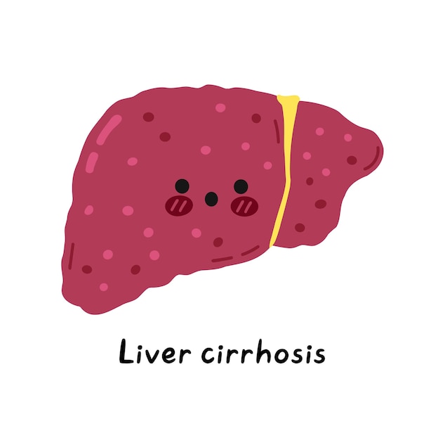 Premium Vector Cute Sad Sick Funny Liver Organ Cirrhosis Character Vector Hand Drawn Cartoon