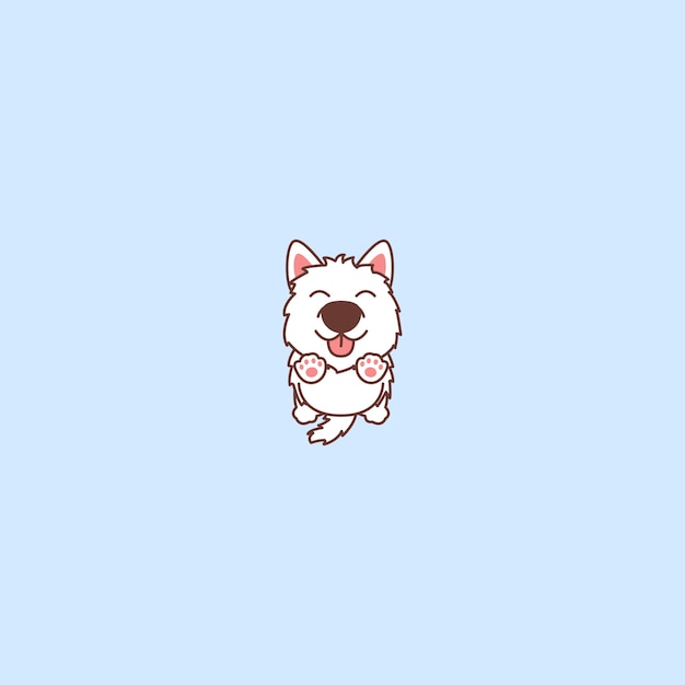 かわいいsamoyed犬ジャンプ漫画アイコン プレミアムベクター