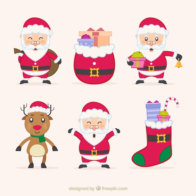 Free Vector | Cute santa claus characters