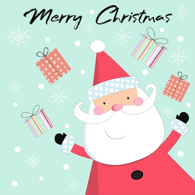 Premium Vector | Cute santa claus and presents on christmas day.