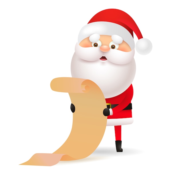 Download Cute santa claus reading gift giving list Vector | Free ...
