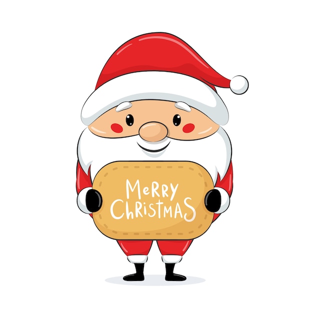 クリスマスカードとかわいいサンタクロース メリークリスマスデザイン プレミアムベクター
