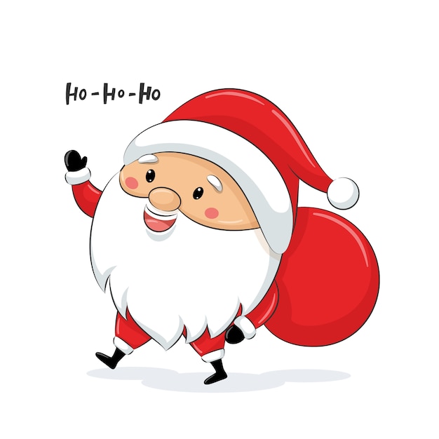 Premium Vector Cute Santa Claus With Sack Merry Christmas Design