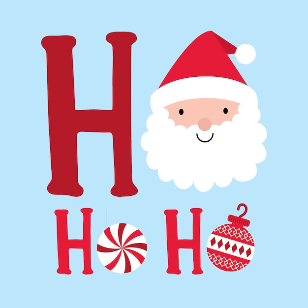 Premium Vector Cute Santa Clause With Decorative Text Ho Ho Ho
