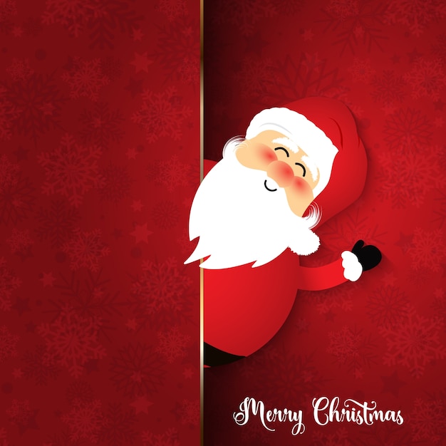 Cute Santa on snowflake background Free Vector