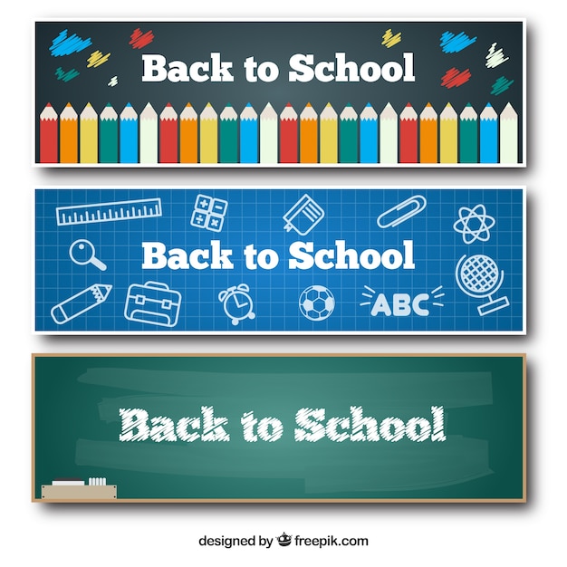 Free Vector Cute School Banners Set