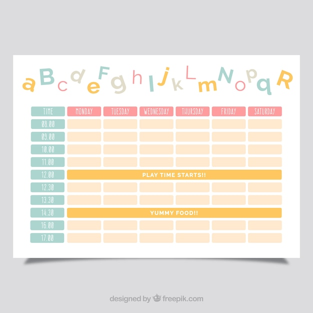 Time Table Template from image.freepik.com