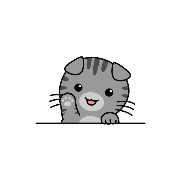 Premium Vector  Cute scottish fold cat waving paw cartoon