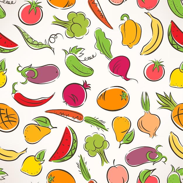 Premium Vector | Cute seamless colored background with stylized fruit ...