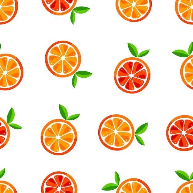 オレンジのかわいいシームレスパターン ベクトルイラスト プレミアムベクター