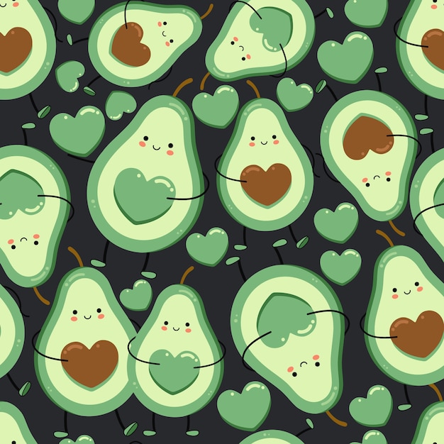 Premium Vector Cute Seamless Pattern With Avocado