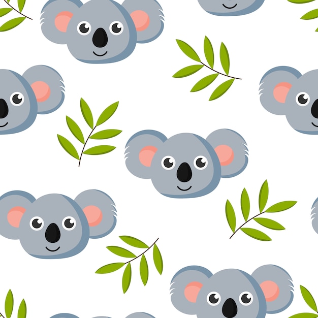 Premium Vector Cute Seamless Pattern With Cartoon Baby Koala