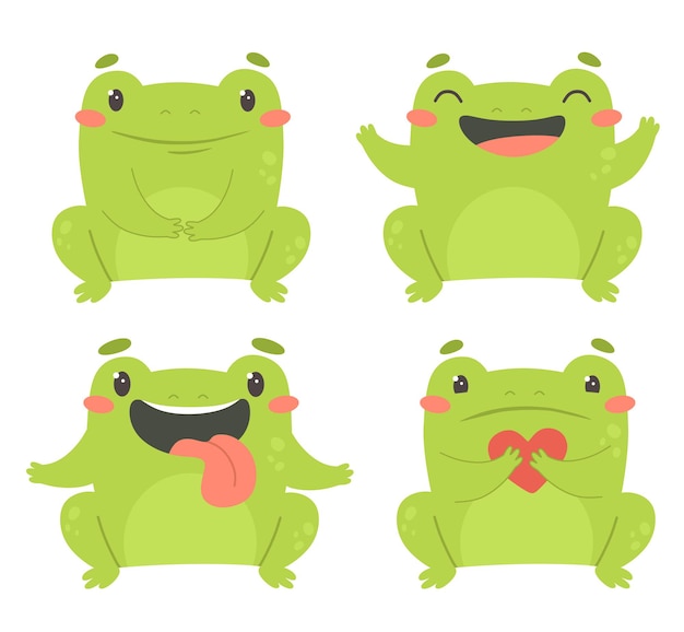 Premium Vector | A cute set of funny frogs childrens illustration print ...