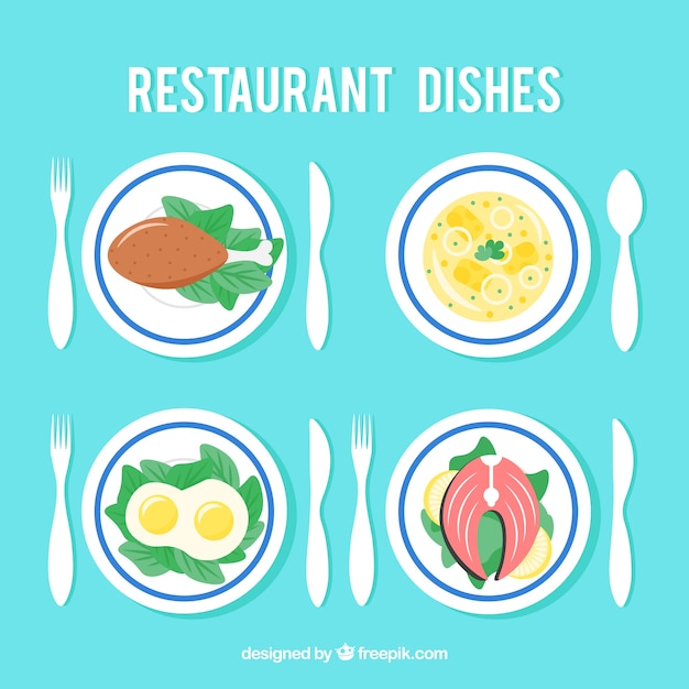 Cute set of dishes for restaurant