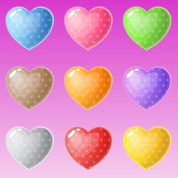 Premium Vector | Cute shape hearts many colors styles.