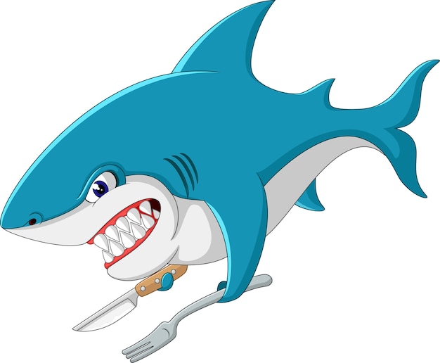 かわいいサメのイラストの漫画 プレミアムベクター